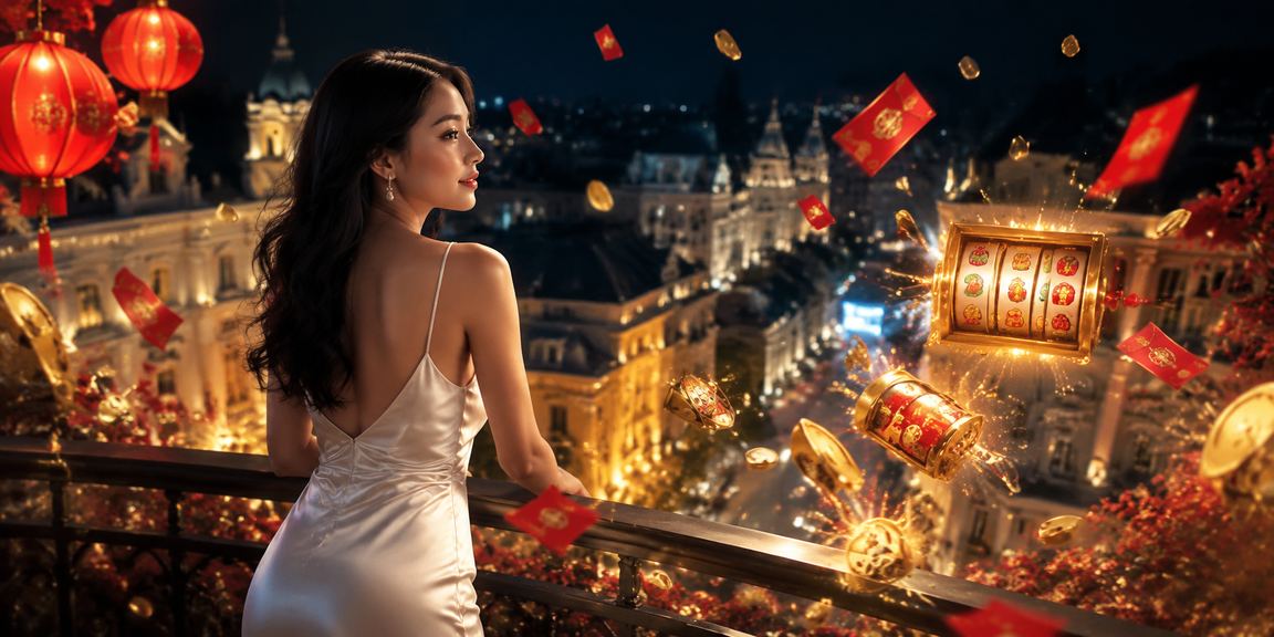 Trò chơi slot nổi bật với đèn lồng Hà Nội trong không gian lễ hội truyền thống